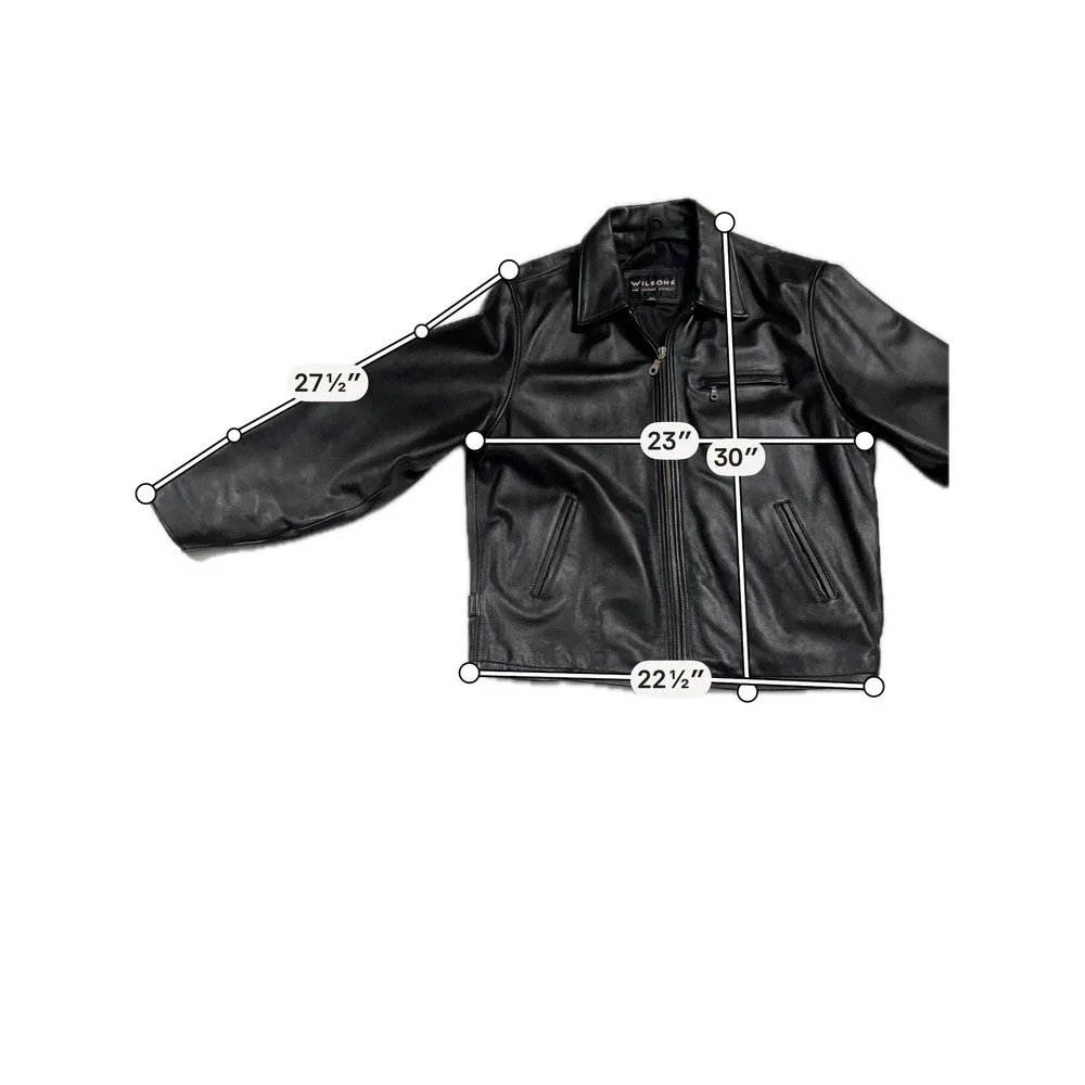 Wilsons Black Leather Zip Jacket Minimalist Classic Men's LT
